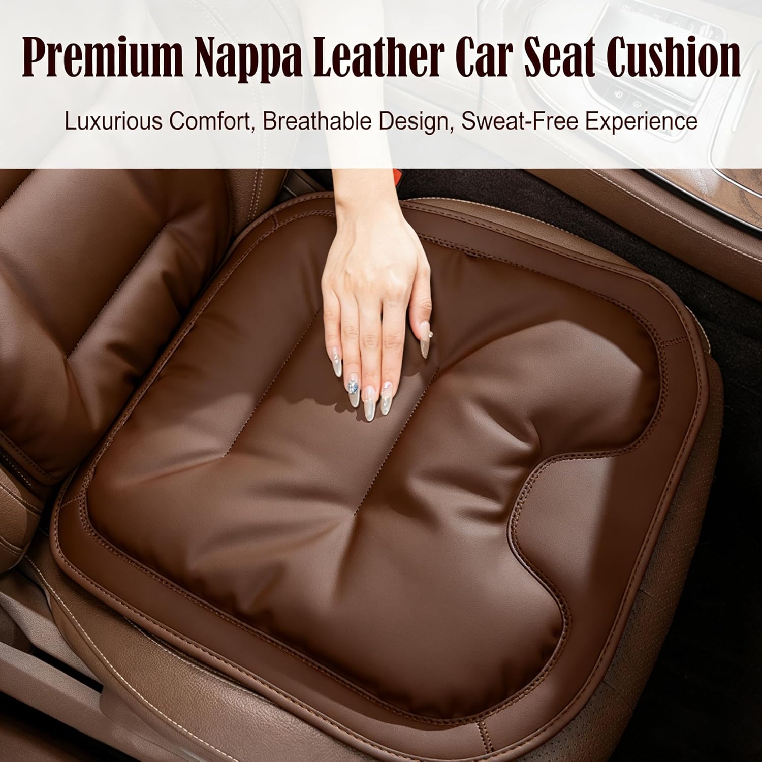 Skin-Friendly & Dirt-Repellent Leather Seat Cushions, Universal Non-Slip Breathable Car Seat Cushions, Easy to Clean Leather Seat Cushions Suitable for Car (Red Front Seat)