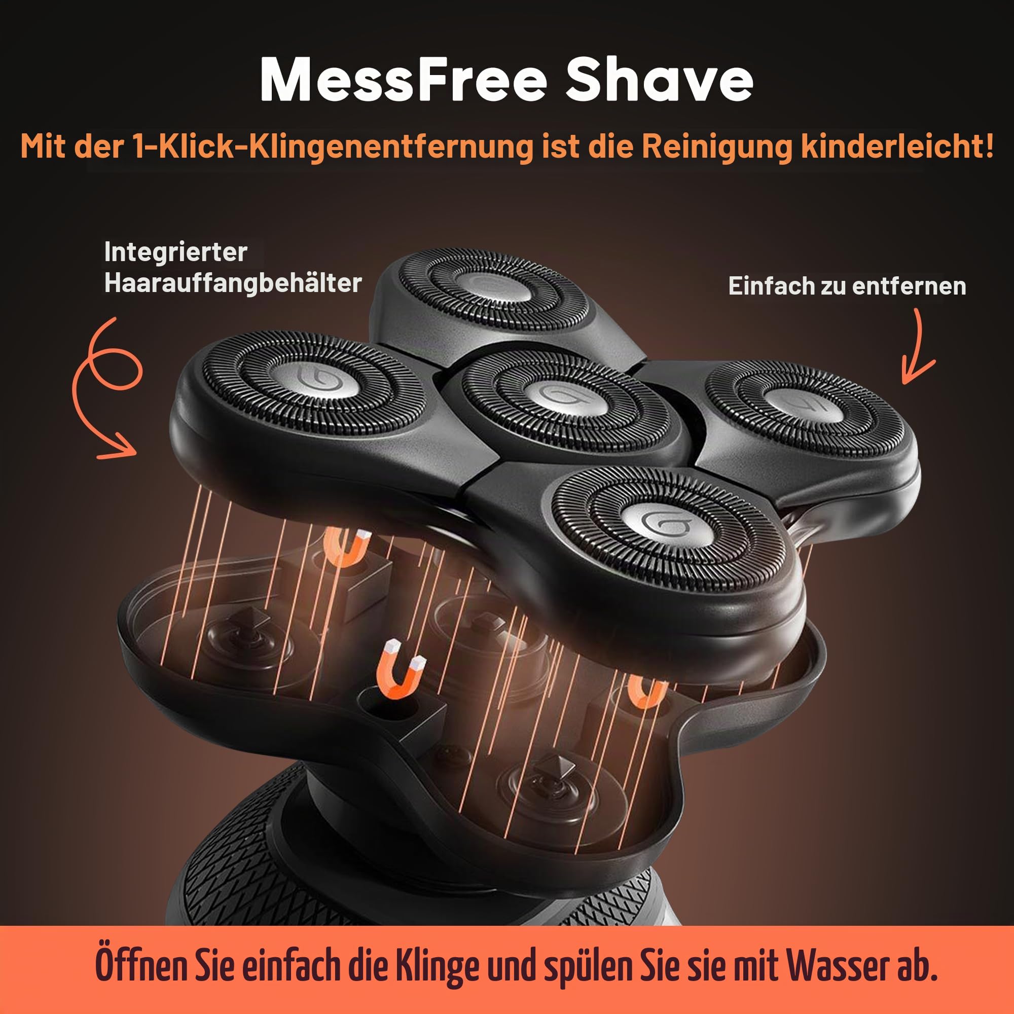 GROOMIE BaldiePro – Kabelloser Kopfrasierer für glatzköpfige Männer – Glatzen-Rasierer mit LCD Display - Kopfpflege für Männer – einfach zu bedienender Elektrorasierer für eine glatte Rasur