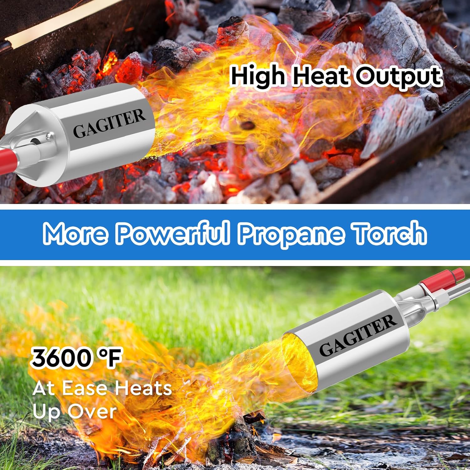 Propane Torch Weed Burner Kit,Heavy Duty Blow Torch with Self Igniter & Storage Bag,Flamethrower with Turbo Trigger and 10FT Hose for Weeding,Roof Asphalt,Ice Snow