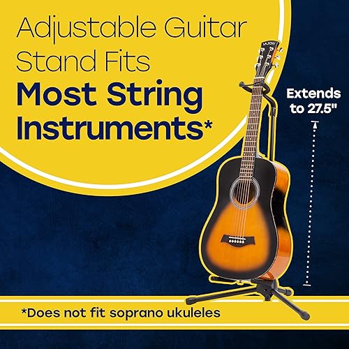 Miniatura 2 de Hola! Music Soporte de guitarra  Altura ajustable, plegable con cuello acolchado y yugo  Paquete de 1 trípode