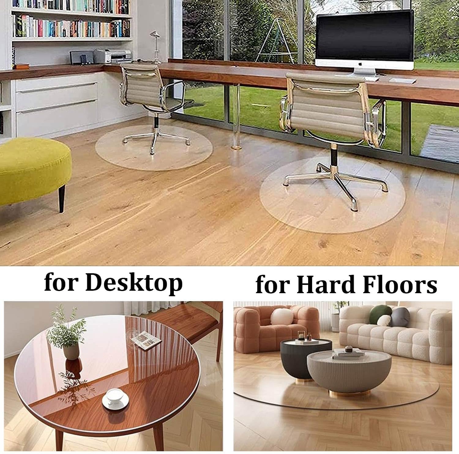 Round Table Cover Protector Clear Table Protector 2mm Plastic Waterproof PVC Tablecloth,Transparent Round Table Pad for Coffee Tables 15'' 24'' 38'' 42'' 53'' 60'' 70''(Transparent,Diameter 23 in)