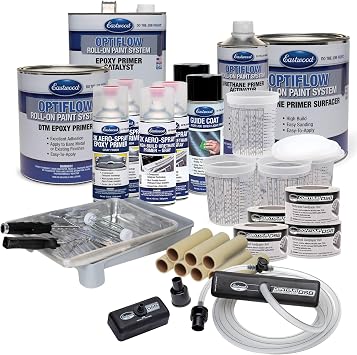 Eastwood OptiFlow Roll-On Ultimate Epoxy and Urethane Primer Paint with DSB Dustless Block Sanding Kit | Gray