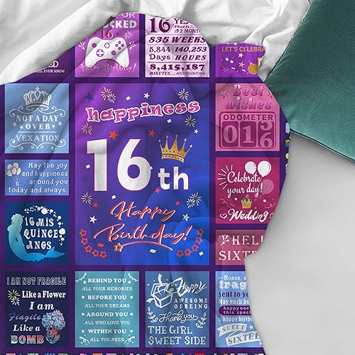 Miniatura 2 de Manta de cumpleaños número 16 para niñas, regalos de cumpleaños para niñas de 16 años, regalos para niñas de 16 años, decoraciones de cumpleaños 16