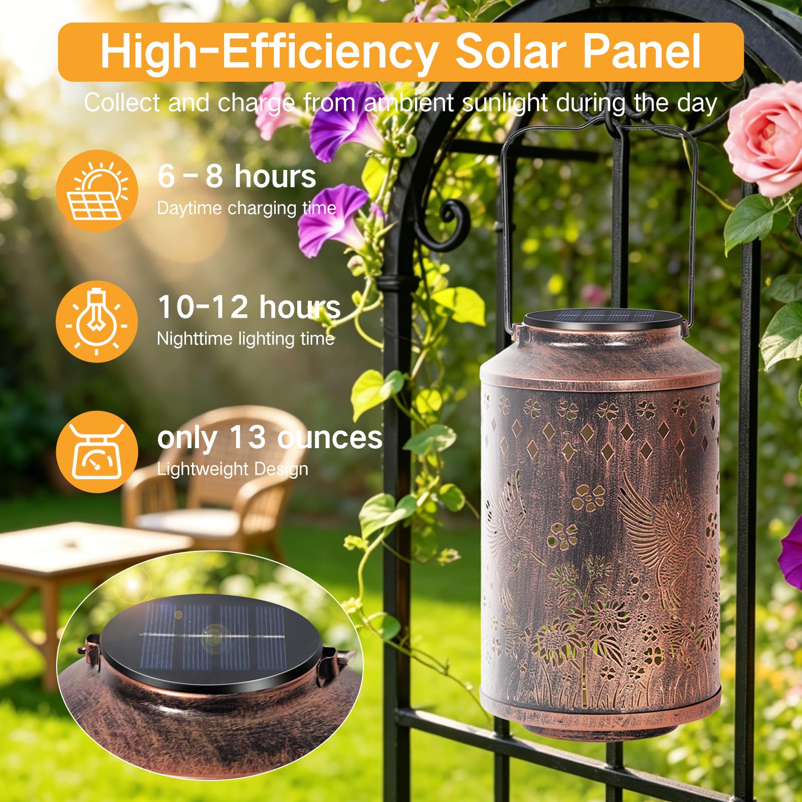 Regalos Para Mujeres, Mamá y Abuela, Faroles Solares Exterior de Colibrí, Linterna Colgante Impermeable para Jardín, Patio, Césped y Camino, Regalo de Cumpleaños