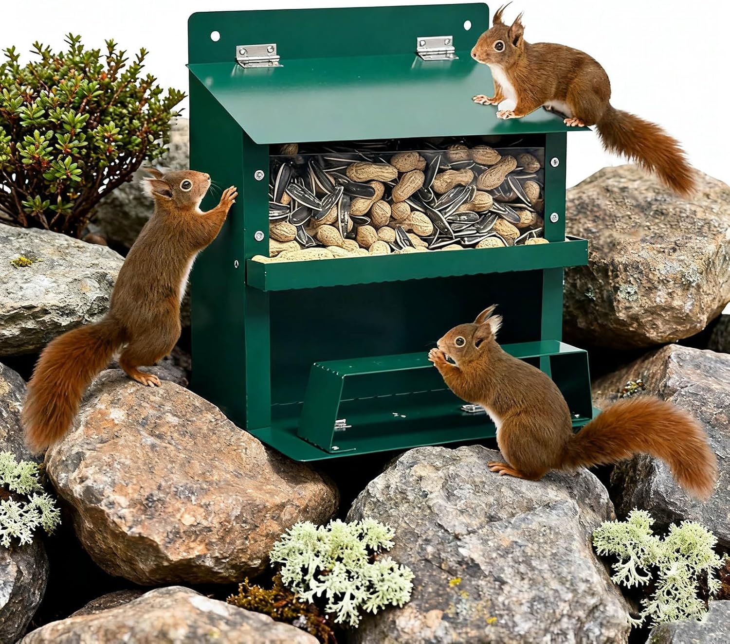 Squirrel Table Metal Feeder Weath Erproof Decoration Squirrel Feeding Station for Nature Observation Patio Wi Ldlife Feeding
