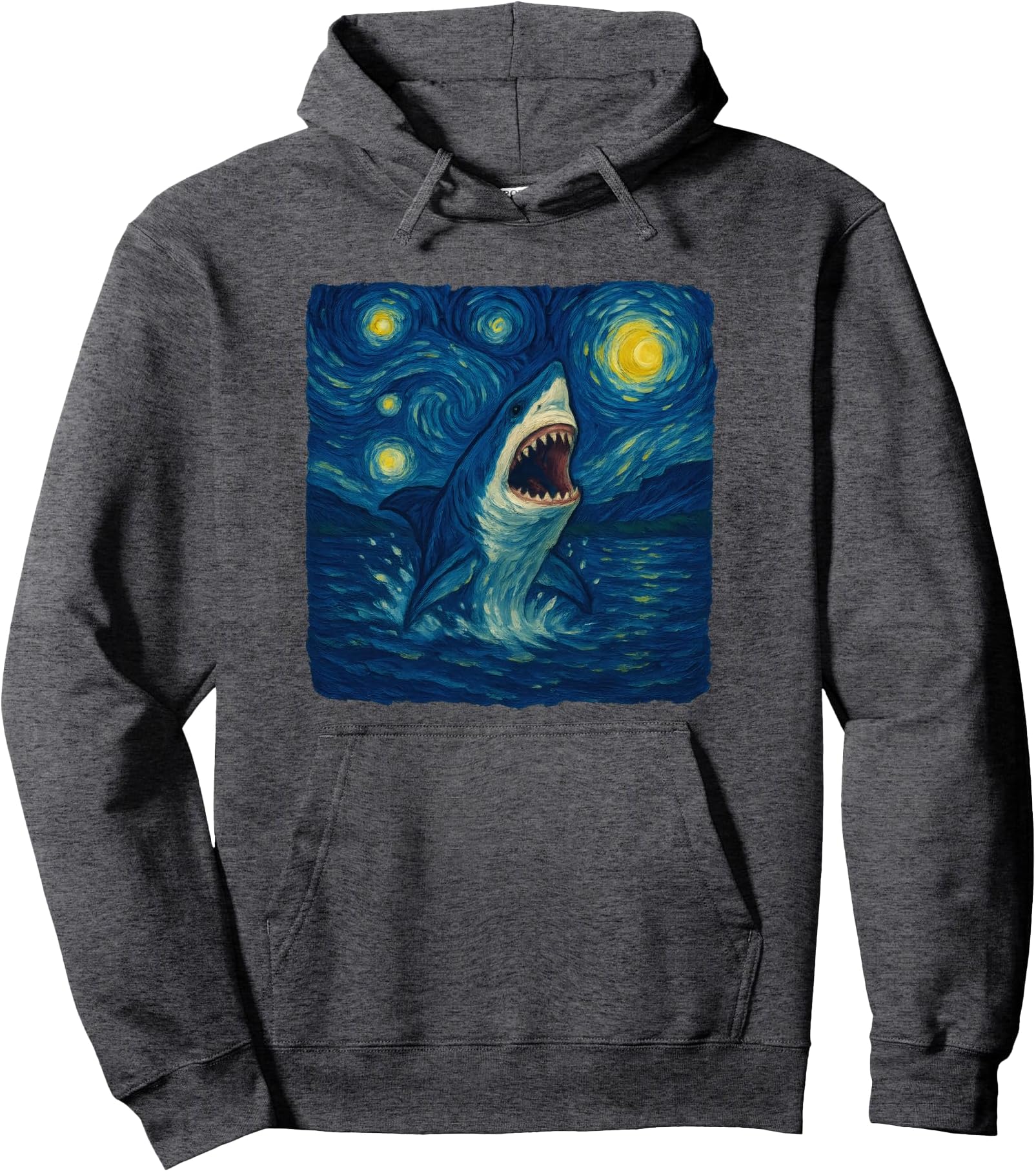 Van Gogh’s Starry Night Great White Shark Pullover Hoodie