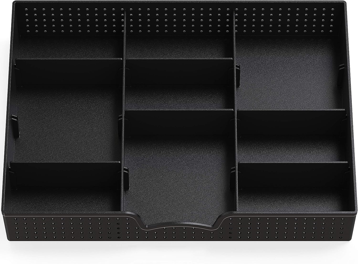 Xacton 3 Slot Drawer Organizer With 9 Adjustable Dividers Multi-Functional Storage Tray Stackable Drawer For Vanity,Home,Office Accessories Black(Pack Of 1,Acrylonitrile Butadiene Styrene),Stationery