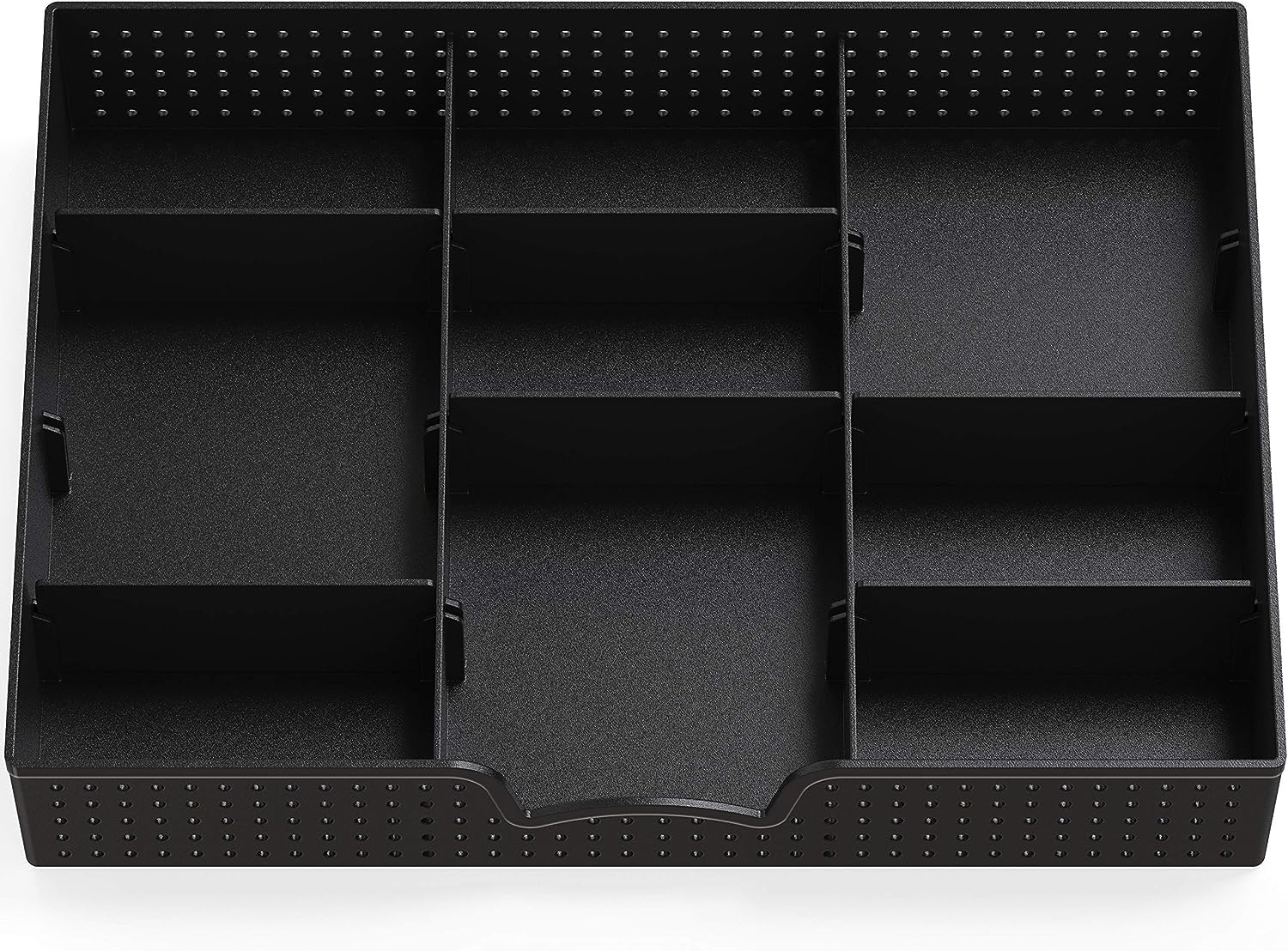 Xacton 3 Slot Drawer Organizer With 9 Adjustable Dividers Multi-Functional Storage Tray Stackable Drawer For Vanity,Home,Office Accessories Black(Pack Of 1,Acrylonitrile Butadiene Styrene),Stationery