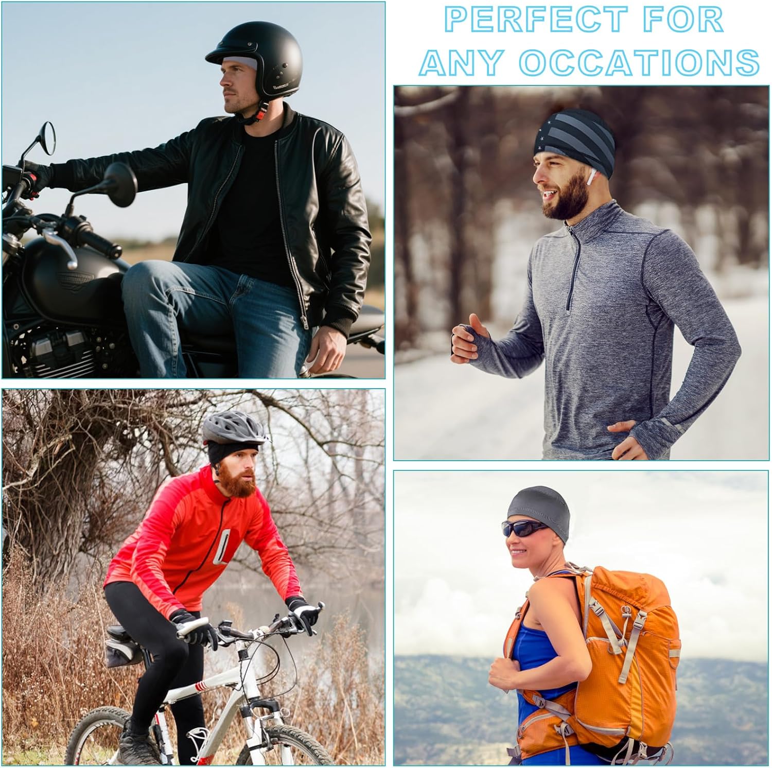 Cooling Skull Caps for Men, Hard Hat Liner Helmet Liner Cycling Cap Running Beanie Motorcycle Sweat Wicking Head Wrap Women - Image 6