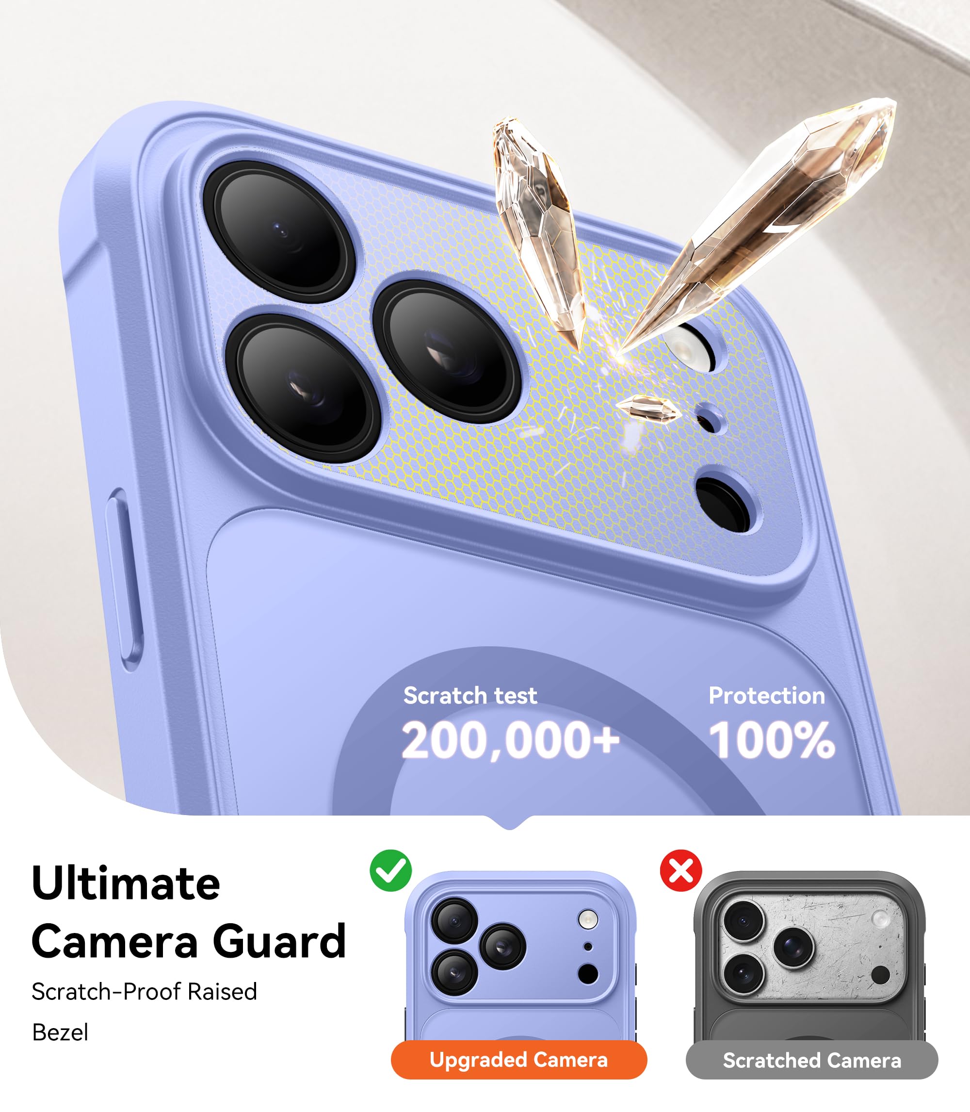BERFY Funda para iPhone 17 Pro, compatible con MagSafe, lavanda claro | Protector de pantalla integrado, protección completa de la cámara, a prueba de golpes, magnética, translúcida, mate