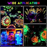FansArriche Glow dans la peinture noire, 12 Couleurs x 20 ml Peinture de tissu 3D Peinture acrylique au néon pour Halloween, Décorations de Noël, Peinture lumineuse pour vêtements, Toile, Verres, Roches, Favoris de la fête