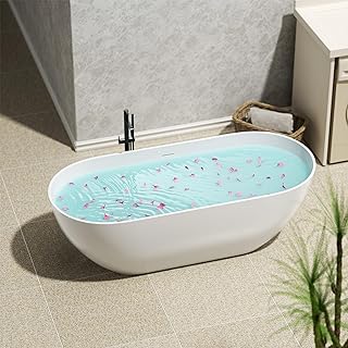 Luxury Handcrafted Stone Resin Freestanding Soaking Bathtub,Modern Curve...