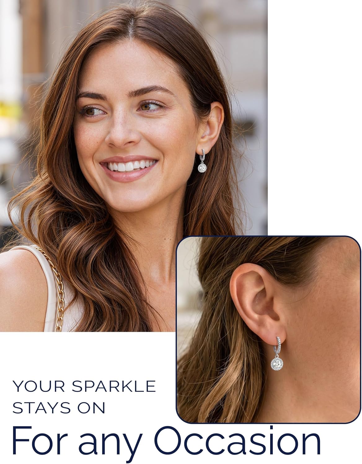 MomentWish Dangle Earrings for Women-925 Sterling Silver Moissanite Earring, Women's Gift for Valentine Birthday, D Color VVS1 Dancing Moissanite Hoops