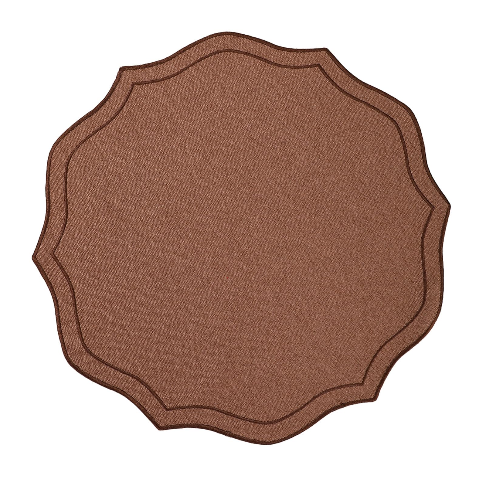 Virelynx Linen Placemats with Embroidery – Overlocking Dining Placemats Durable, Anti-Slip Table Protector for Hotel Restaurant Kitchen