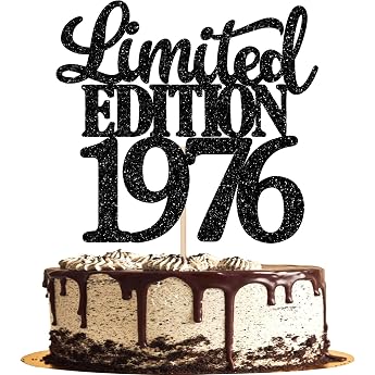 1 Piece Limited Edition 1976 Cake Topper Glitter 50th Birthday Cake Decoration Cheers to 50 Years 50 & Fabulous Cake Decoration for Men and Women Birthday Party Cake Decoration Black
