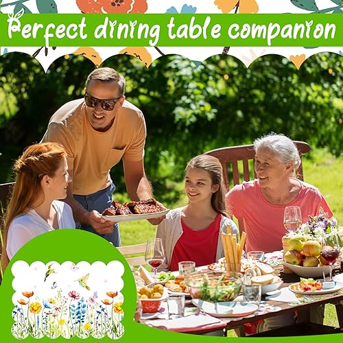 Miniatura 6 de 6 manteles individuales de flores de acuarela de 12 x 17 pulgadas, juego de 6 manteles individuales de plástico de verano, manteles individuales de