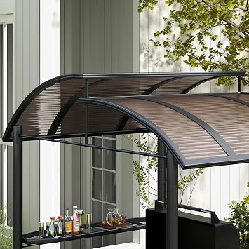 Outsunny 8' x 5' Grill Gazebo Shelter Vented Polycarbonate Roof Dark Gray
