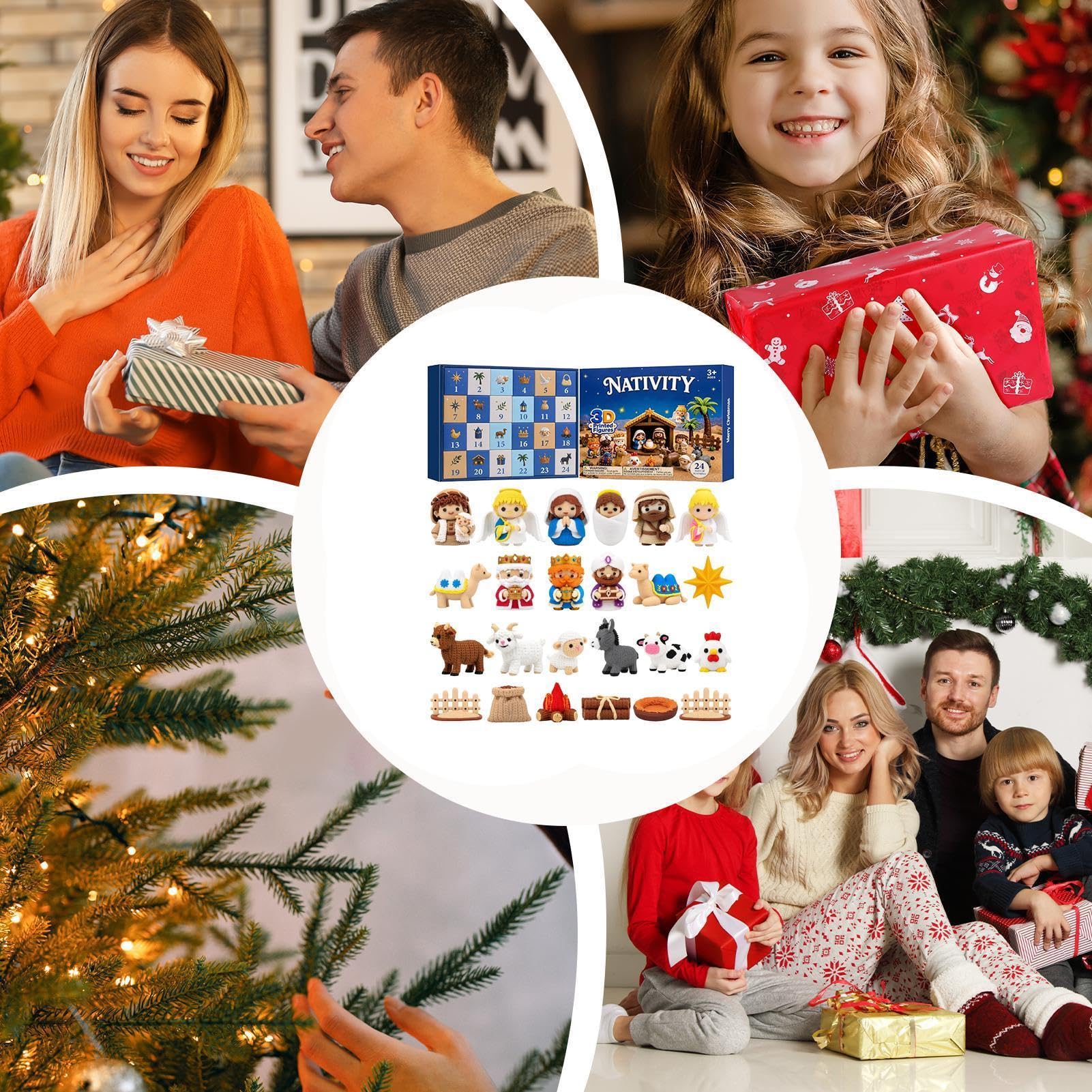 Calendario 'Avvento Natalizio Presepe Calendario 'Avvento 24 Giorni con | Set Presepe Giocattoli Per Casa Appartamento Camera Da Scrivania Mensola Mobile TV