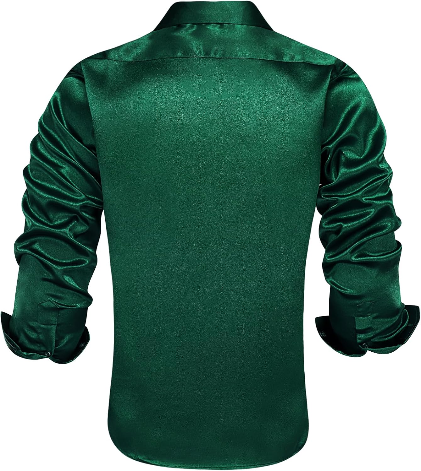 Hi-Tie Mens Satin Dress Shirt Long Sleeve Button Up Casual Luxrury Silk Shiny Prom Party Shirt - Image 4