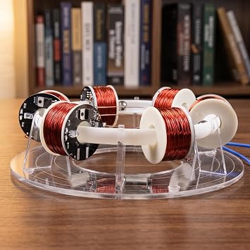 6 Coils Ring Electromagnetic Accelerator, High Speed Electromagnetic Cyclotron, DIY Coil Circular Accelerator, for Experimental Teaching, Stem Education