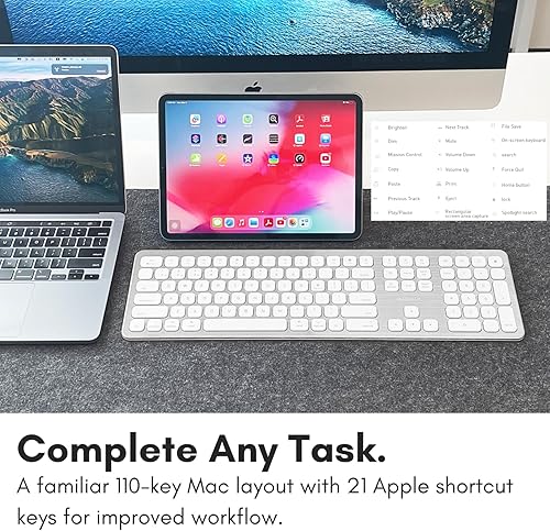 Miniatura 6 de Macally Teclado Bluetooth inalámbrico de alta calidad, teclado inalámbrico compatible con Apple para Mac Mini, MacBook Pro/Air portátil, teclado