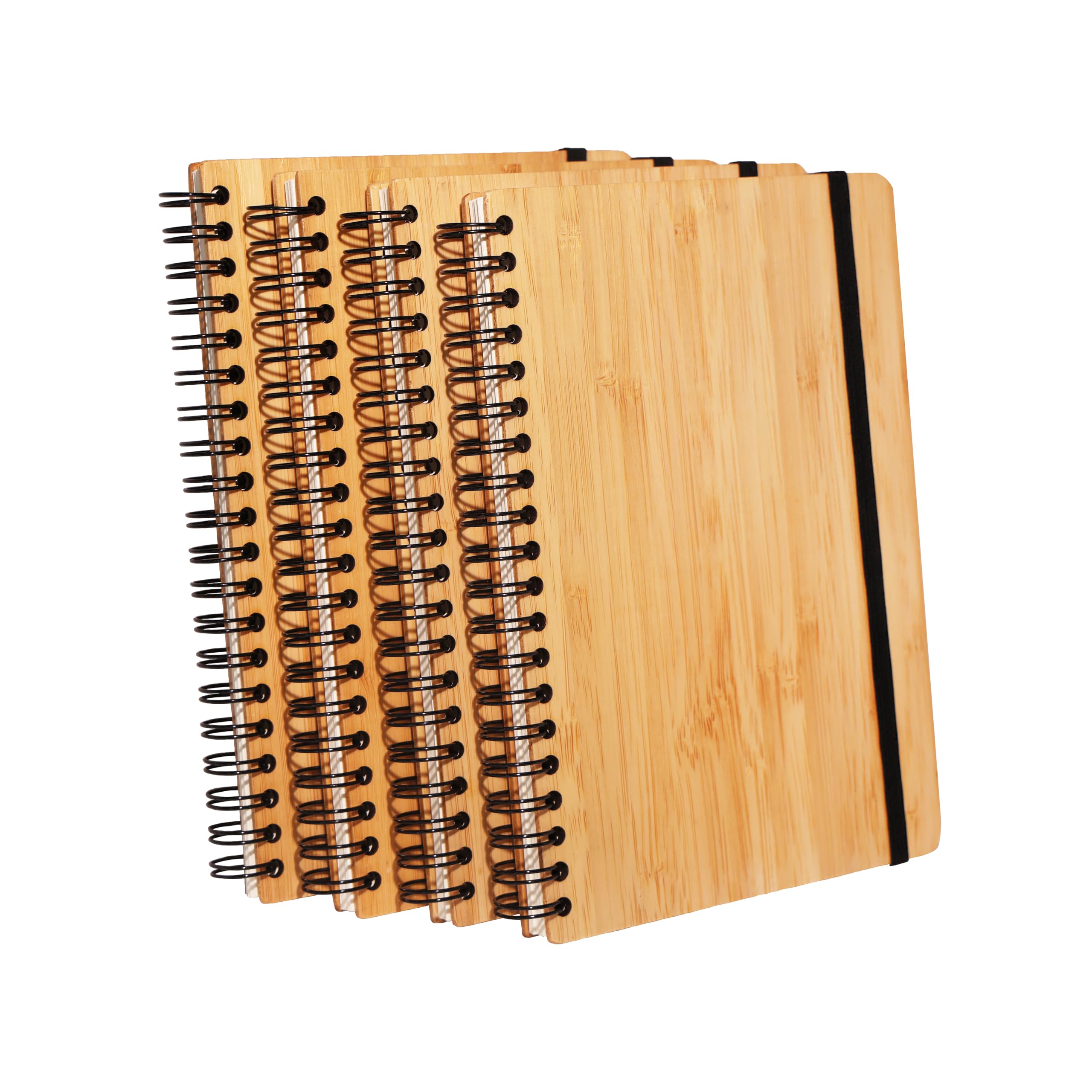 Set di 4 quaderni a righe in bambù, 80 pagine, 13,5 x 18,3 cm, con copertina rigida, diario giornaliero per lavoro, viaggi, scuola, appunti, università (4)