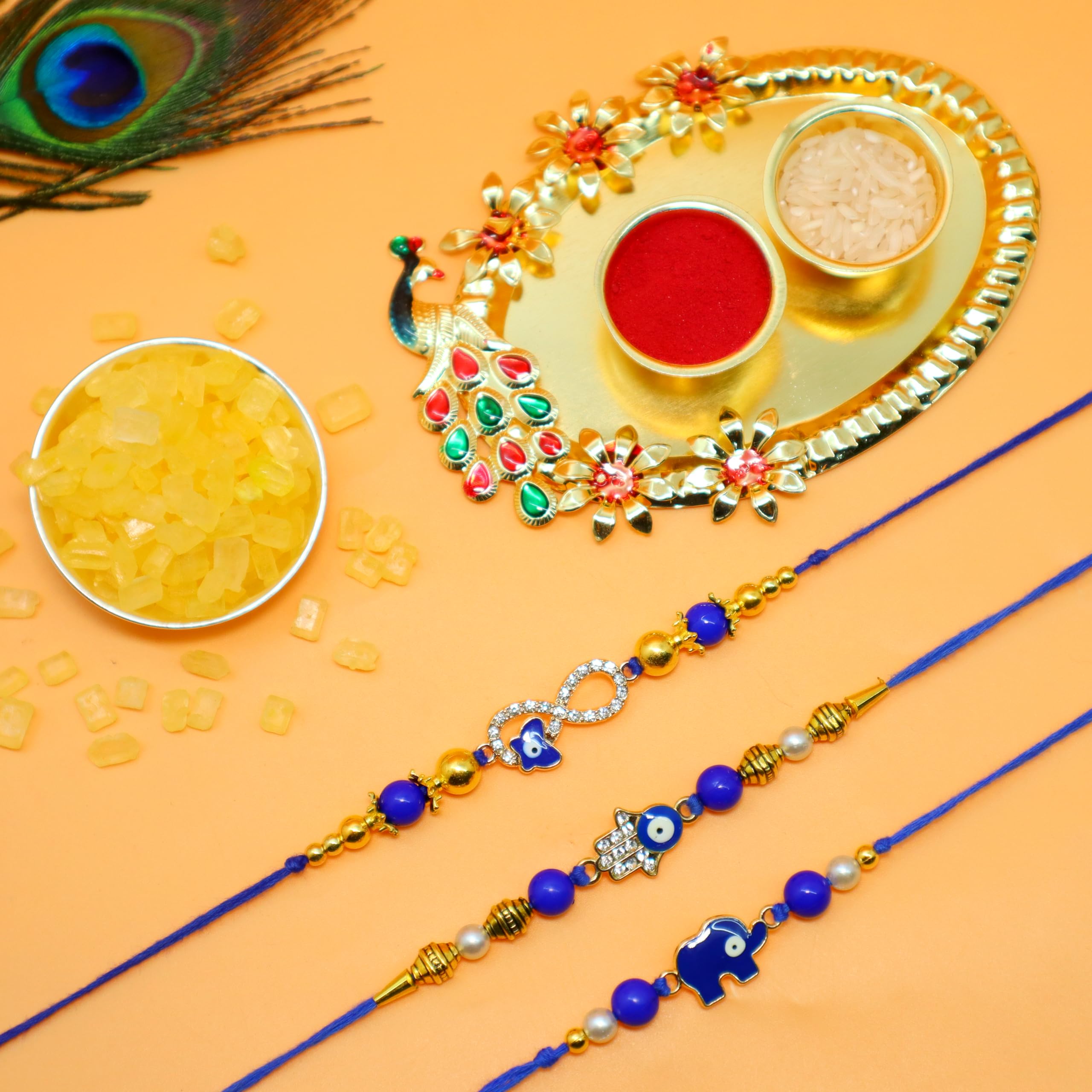 JAIPUR ACE Boys Rakhi Combo Set Of 3 Evil Eye Rakhi With Greeting Card, Designer Holder/Puja Thali With 2 Bowls Katori For Pooja Tilak For Bro, Bhai, Rakshabandhan (Bhaiya Bhabhi) (B0B4WWNKRK) Amazon Price History, Amazon Price Tracker