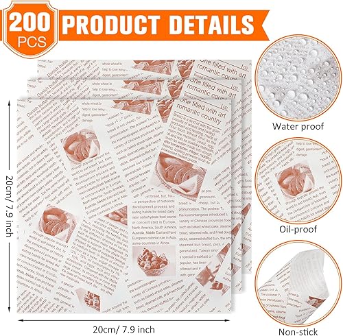 Miniatura 10 de Potchen 40 piezas mini cesta cuadrada para freír con 400 hojas de papel de cera, papas fritas delicatessen, soporte de acero inoxidable para