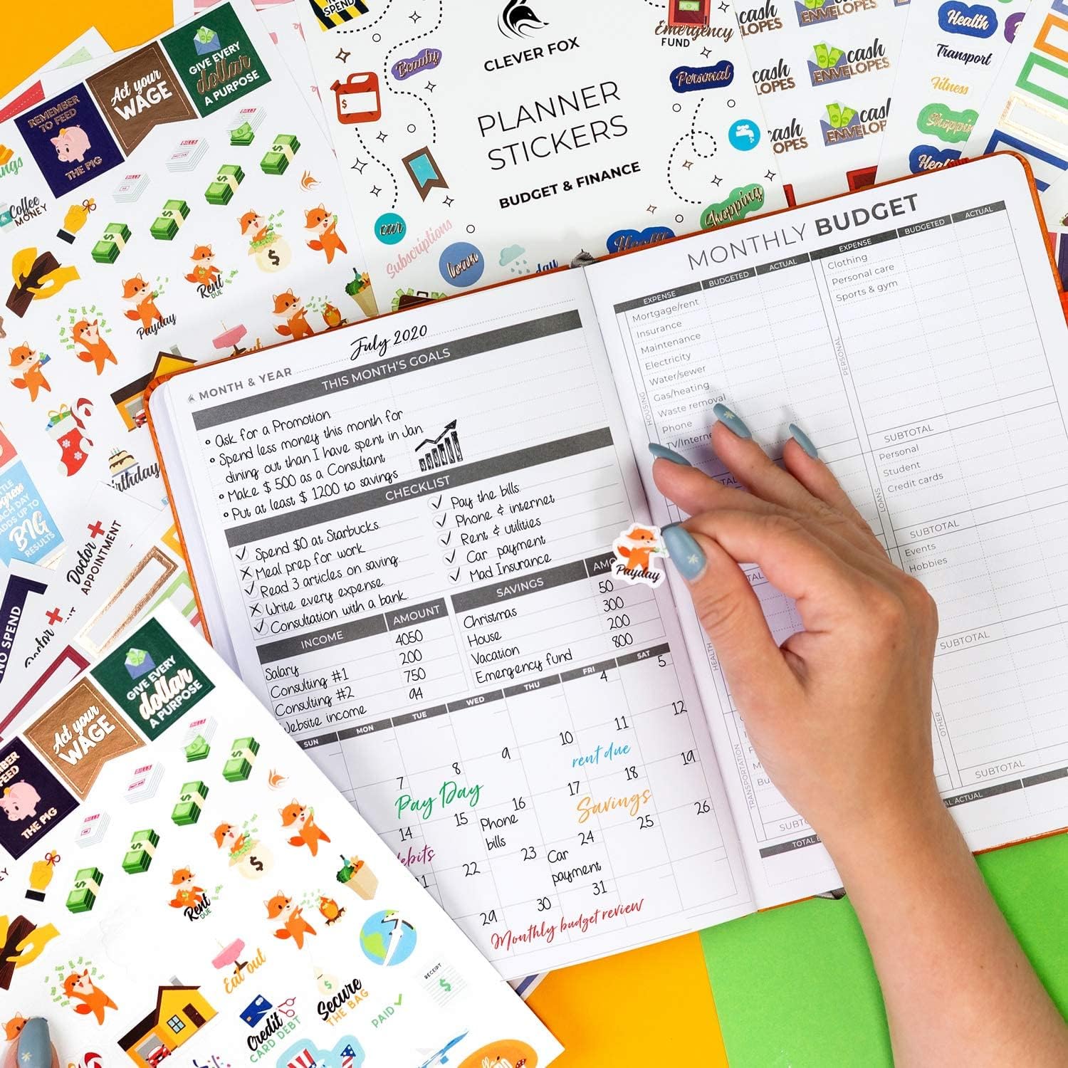 Clever Fox Money Saver Bundle – A5 Budget Planner, 12 Envelopes for Cash System & 1030+ Budget Stickers – Household Book for Budgeting – Financial Organizer & Expense Tracker – Rose Gold & Multicolor : Office Products