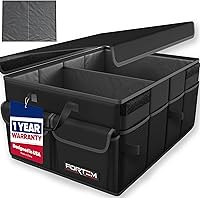 FORTEM Collapsible Trunk Organizer for SUV & Car - 45L Foldable Storage with Non-Slip Bottom, Straps, Pockets - Durable 600D Oxford Car Accessory