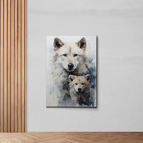 Fox Mother Cub Print, In The Style Of Stencil,Based, Kids Wall Art, Kids Wall Art Display, Mom And Baby Animal Art Print, Wall Art, Art Decor