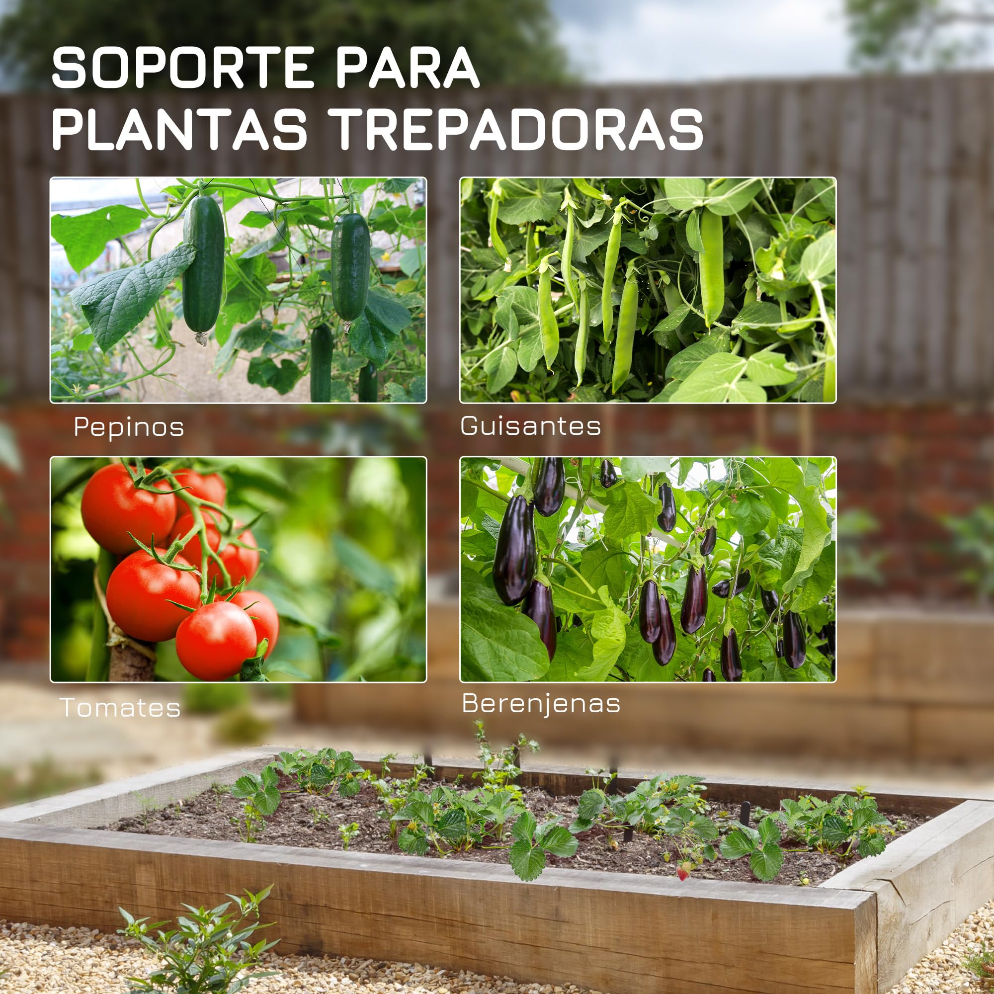 Outsunny Enrejado de Jardín Triángulo Soporte para Plantas Trepadoras con Marco de Acero para Frutas Verduras Flores Decoración Exterior Patio Terraza 180x100x180 cm Verde