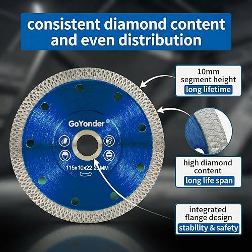 Miniatura 3 de GoYonder Hoja de diamante de 4.5 pulgadas para amoladora angular, hojas de sierra de diamante superfinas para corte húmedo y seco, hoja de diamante