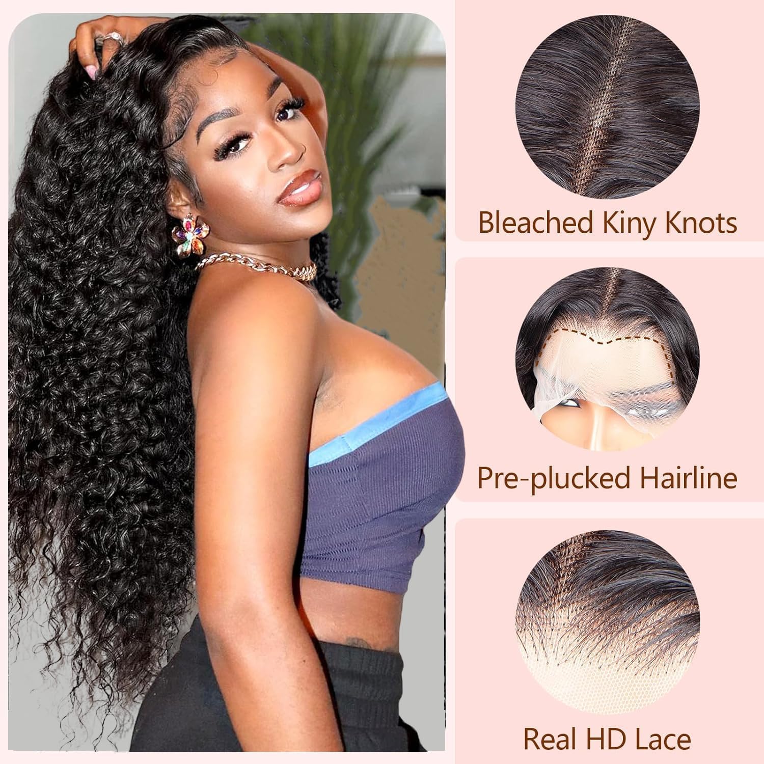 SODLIS 5x5 HD Lace Closure Wigs Human Hair Wear And Go Glueless Wig Human Hair Pre Plucked With Baby Hair Ready to Go Deep Wave Lace Front Wigs for Black Women (Black, 28 Inch, Curly)
