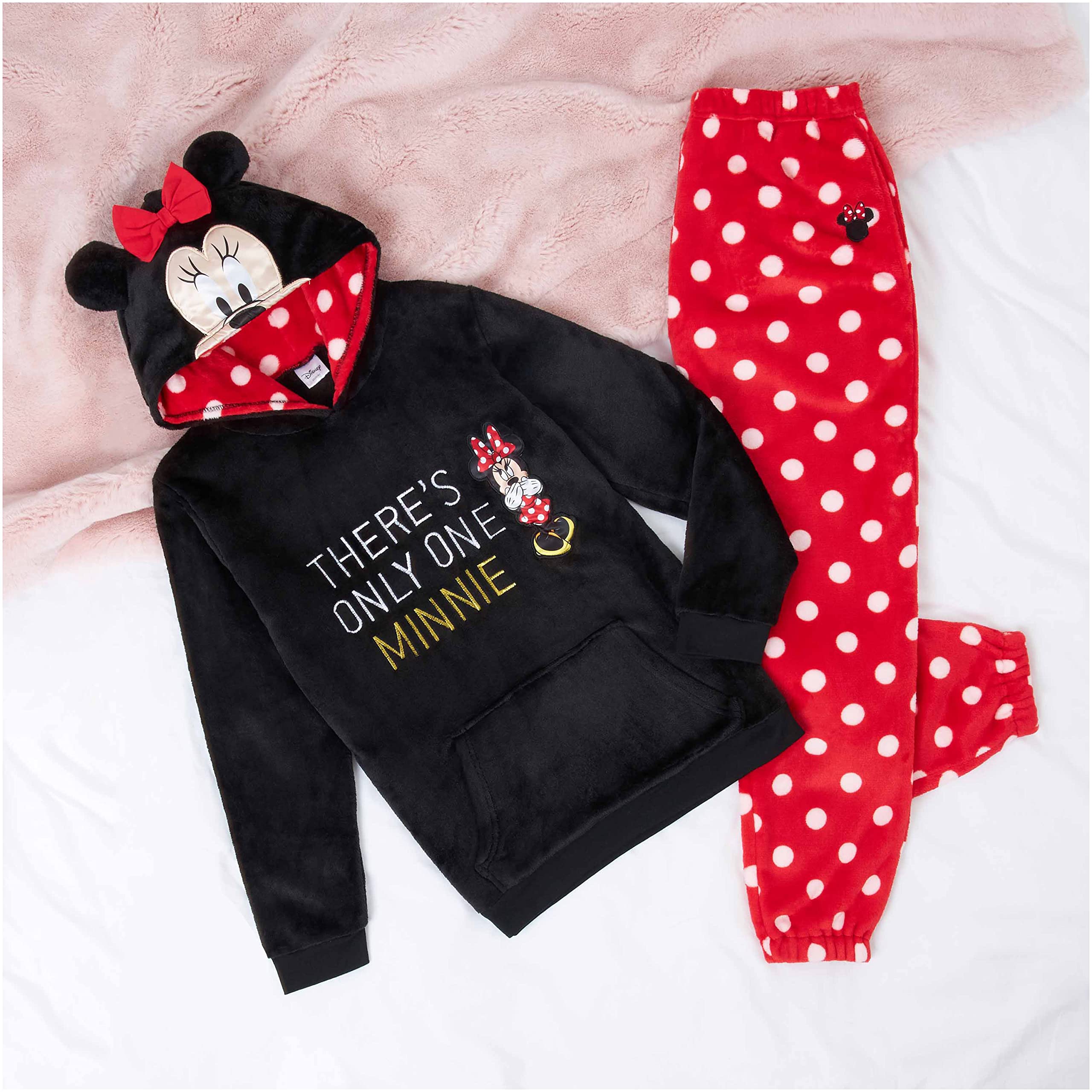 Disney Pigiama Donna Invernale Pile Stitch Minnie Minou Simba Winnie The Pooh