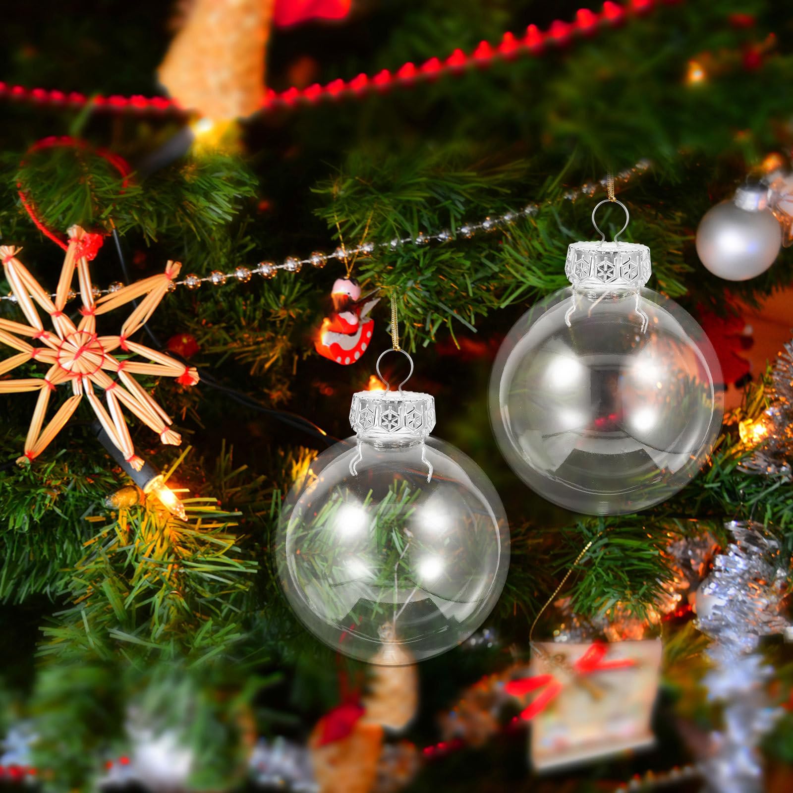 Ciieeo 25er Set Klare Füllbare Kugeln 8 cm, Bastel-Glaskugeln für Weihnachtsbaum, Party, Hochzeit und Wohndeko