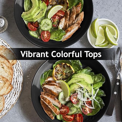 Miniatura 4 de MIAMIO  Juego de 6 platos y platos de cena de cerámica  Colección Le Papillon (8 pulgadas, negro)