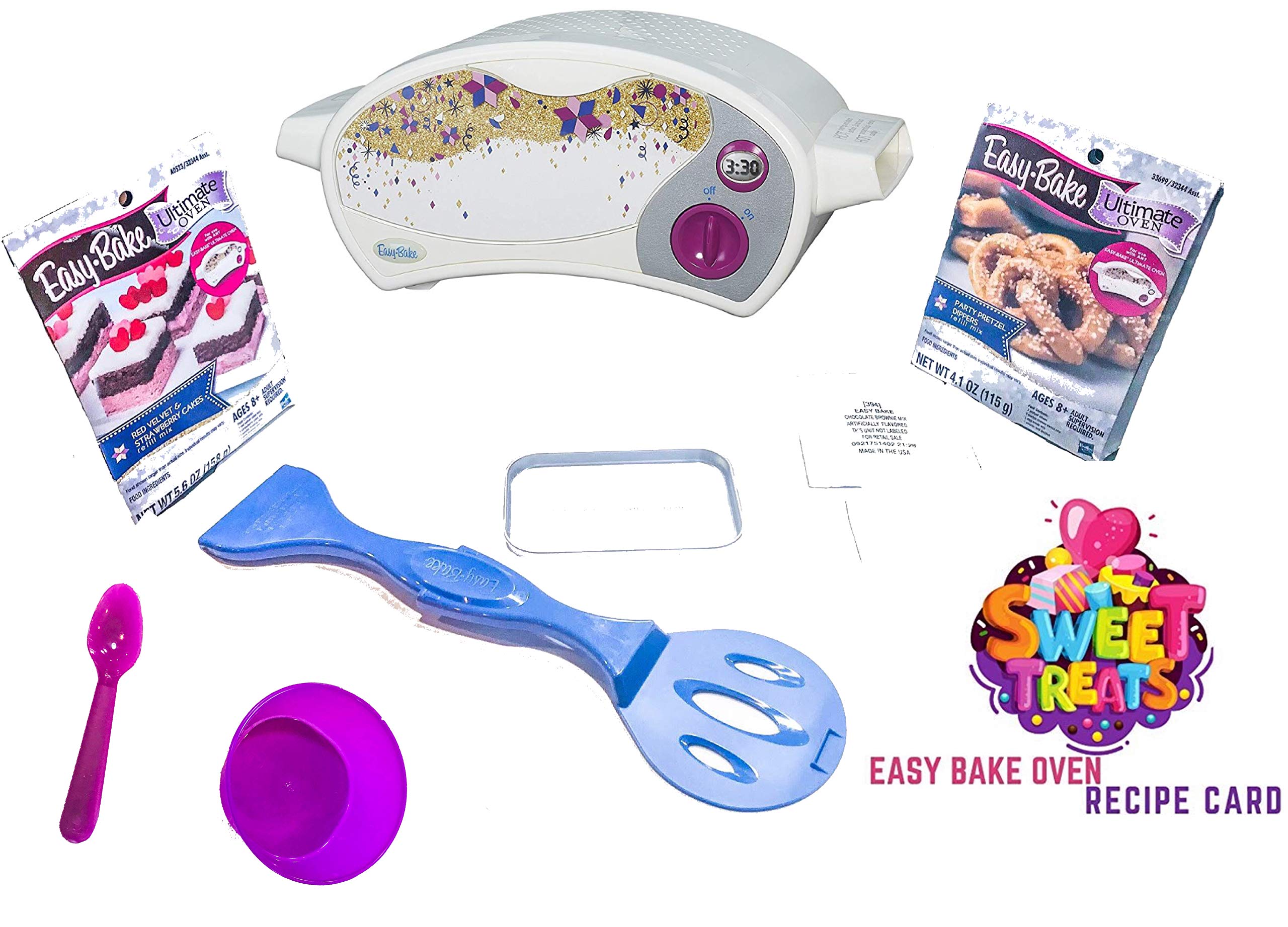 Easy Bake Ultimate Oven Baking Star Edition + 2 Oven Refill Mixes + 2 Sweet Treats Tasty Oven Recipes + Mixing Bowl and Spoon (5 Items Total)