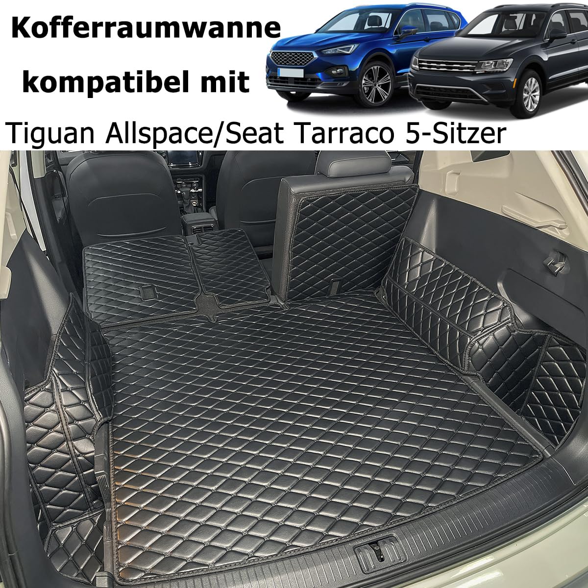 Kofferraumwanne kompatibel mit VW Tiguan Allspace/Seat Tarraco 5-Sitzer 2017-2025 | Kofferraummatte Kofferraumabdeckung