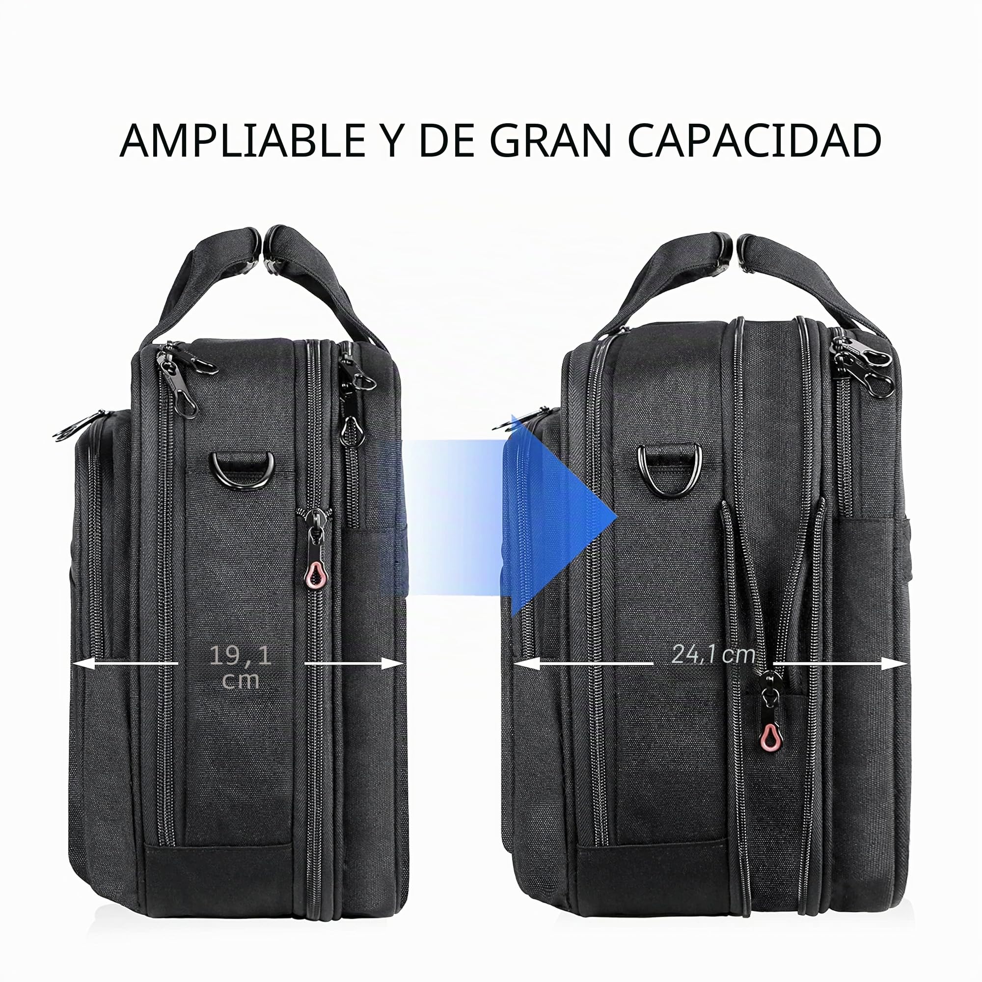 KROSER Bandolera para Portátil de 18" Elegante Maletín para Portátil hasta 17.3" Expandible Hidrófugo Bolsa de Mensajero con Bolsillos RFID para Negocios/Viajes/Universidad/Hombres/Mujeres