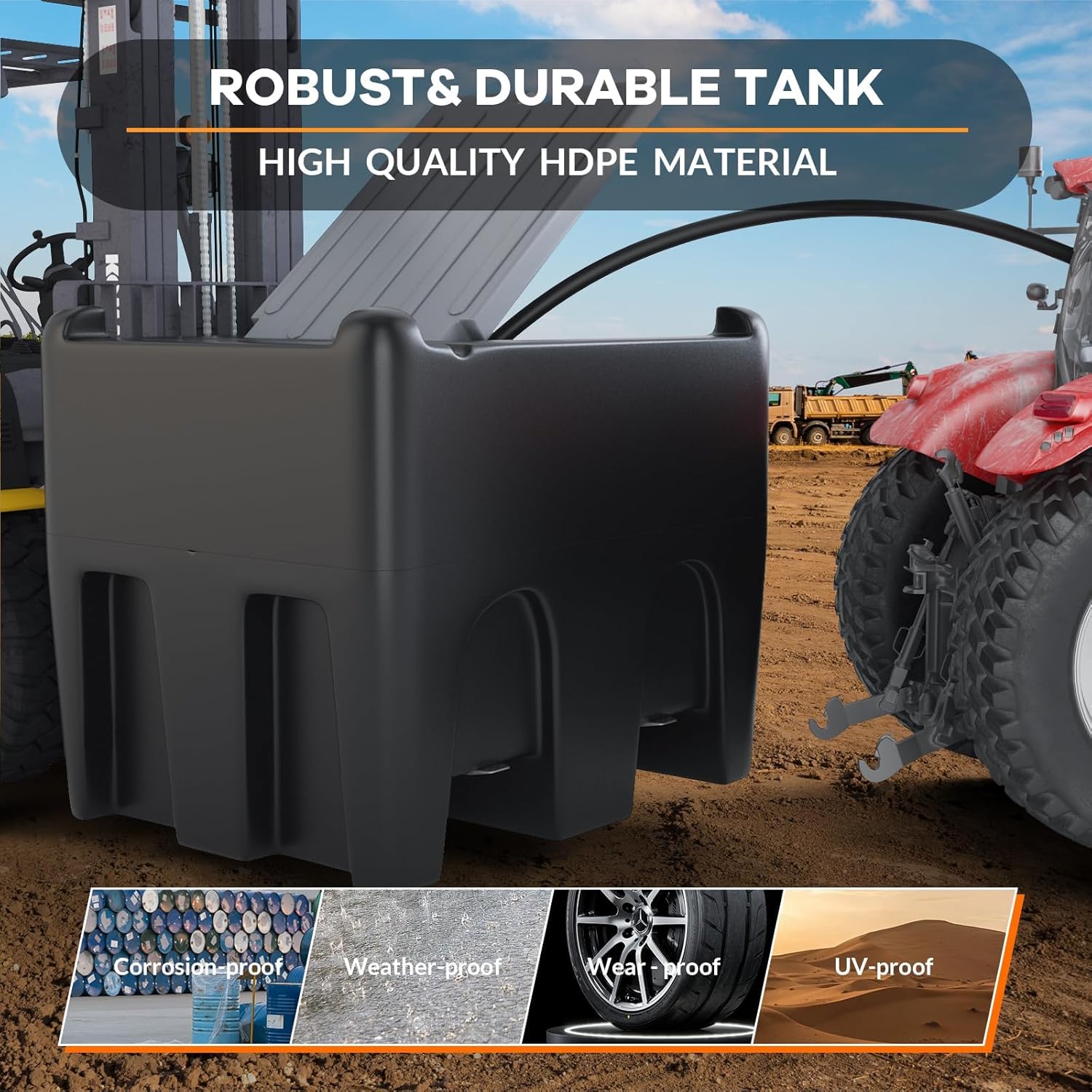 Portable Diesel & Gasoline Fuel Tank,106 Gallon Capacity With 12V Electric Transfer Pump,Auto Fueling Nozzle & 360° Swivel Connector,13.1ft Rubber Hose,PE Diesel & Gasoline Transfer Fuel Tank - Red