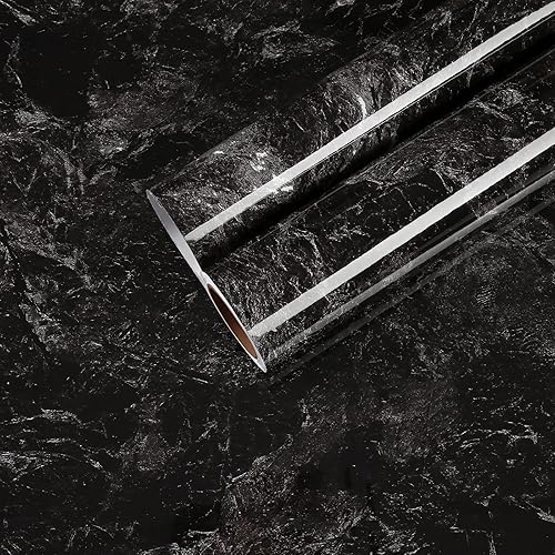 CHIHUT Papel de contacto de mármol brillante dorado pizarra de 17.7 x 100 pulgadas para encimeras, encimeras de despegar y pegar, autoadhesivo,