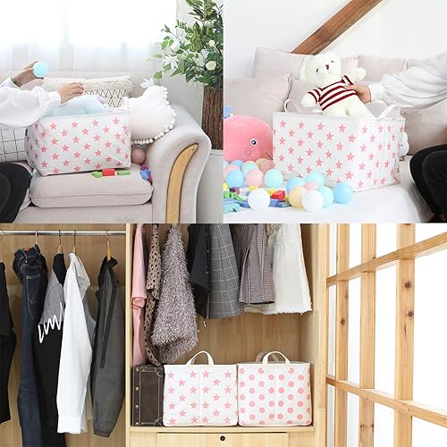 Miniatura 4 de Sea Team Paquete de 2 cestas de almacenamiento plegables de tela de lona con asas, contenedor de almacenamiento rectangular impermeable, caja, cubo,