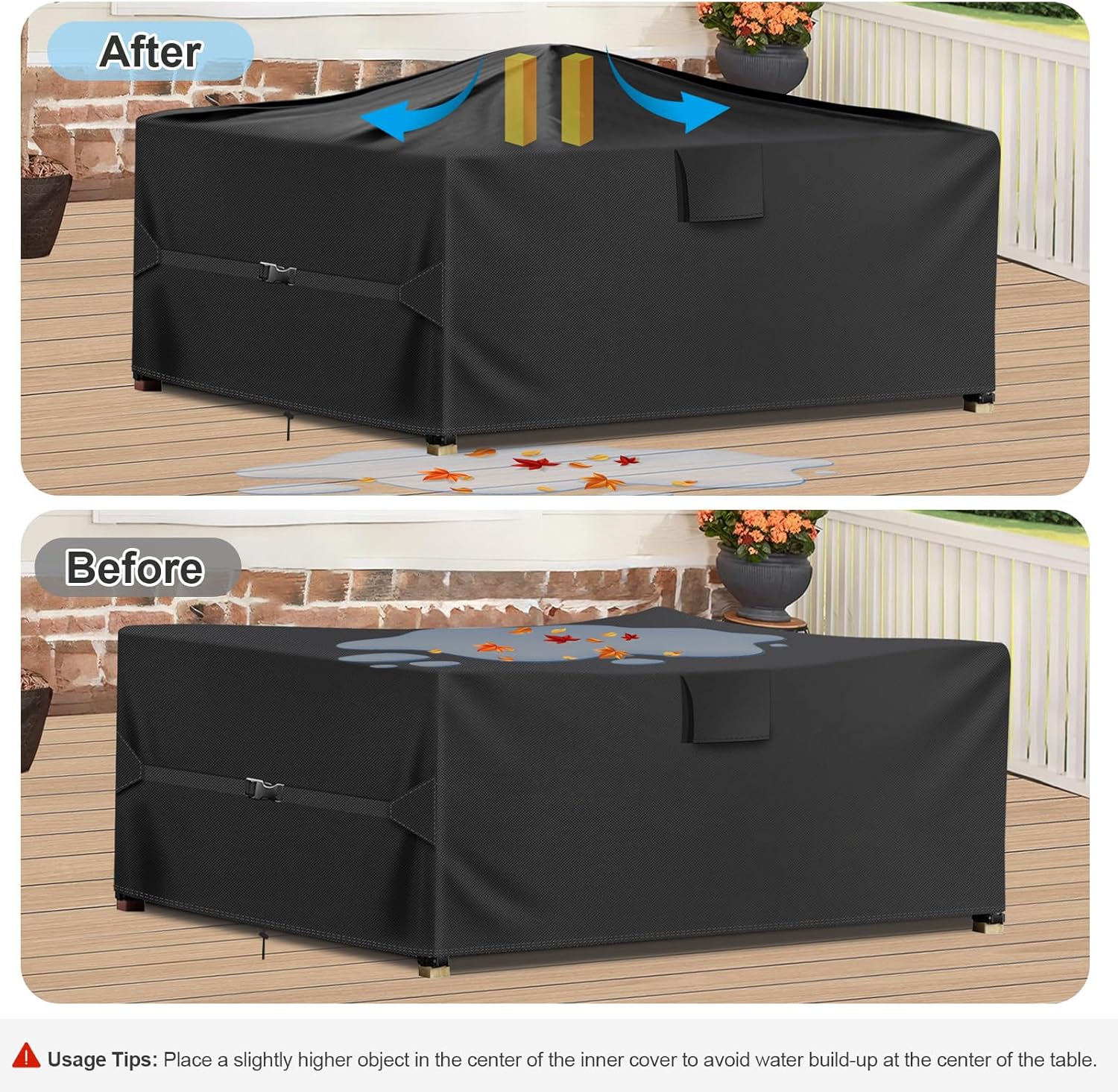 Outdoor Furniture Set Cover Waterproof, 90"L X 62"W X 28"H, 600D Heavy Duty Patio Furniture Covers, Outdoor Sectional Sofa Couch Set Covers, Patio Dining Table Cover, Black