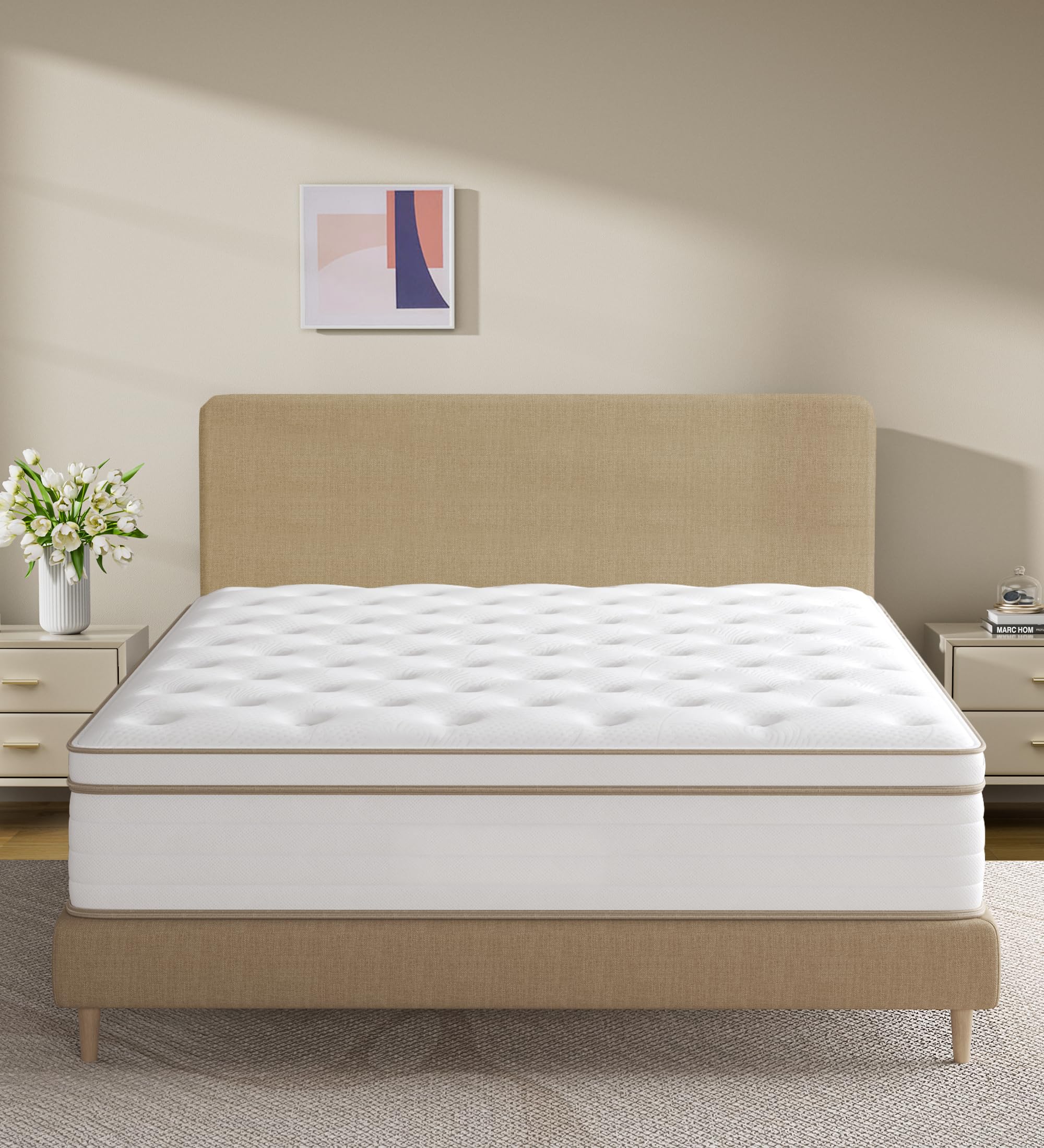 Huyamy Full Mattress,Hybrid 10 Inch Full Size Mattress in a Box,Memory Foam & Individually Pocket Spring for Pain Relief,Medium Firm Full Mattresses,CertiPUR-US.