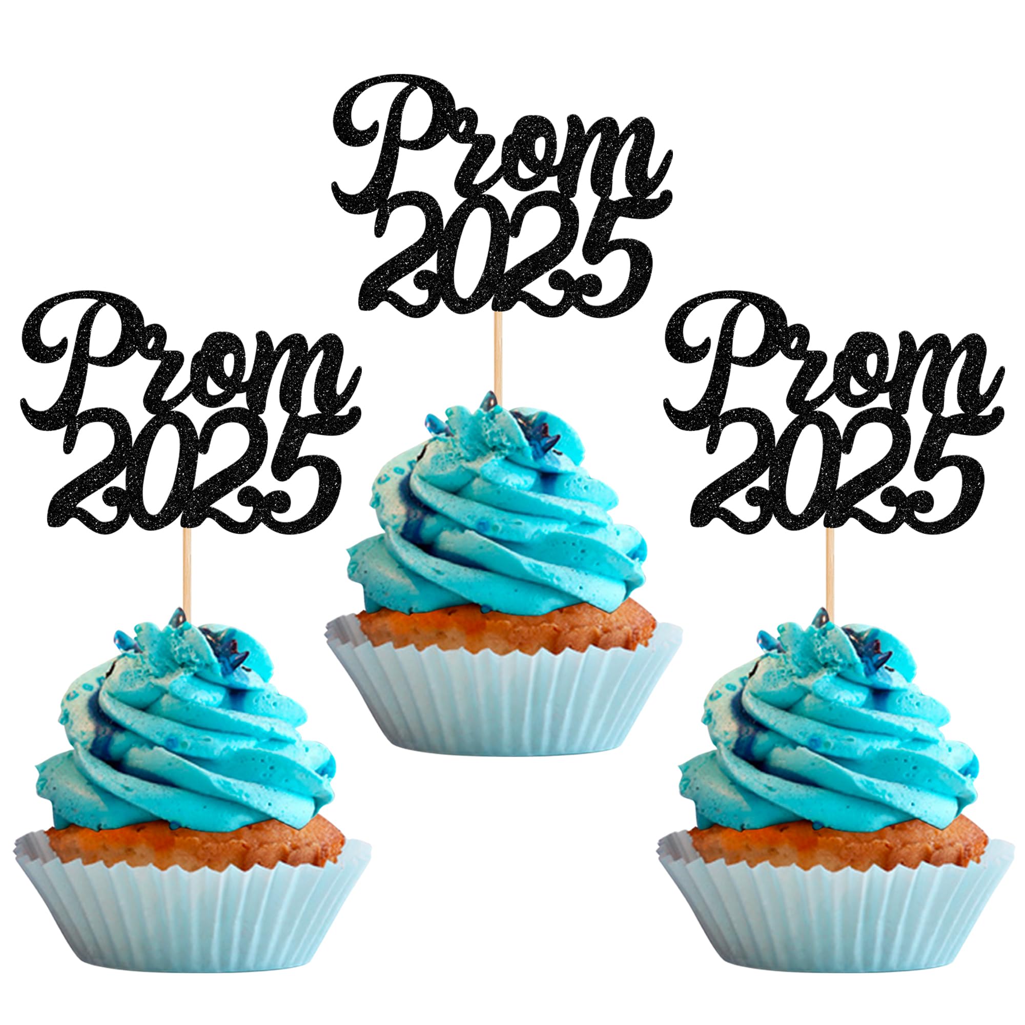 Xsstarmi 24 Pack Prom 2026 Cupcake Toppers Glitter Diploma Done Graduation Cupcake Picks for Class of 2026 College Graduation Prom Party Cake Decorations Supplies Black
