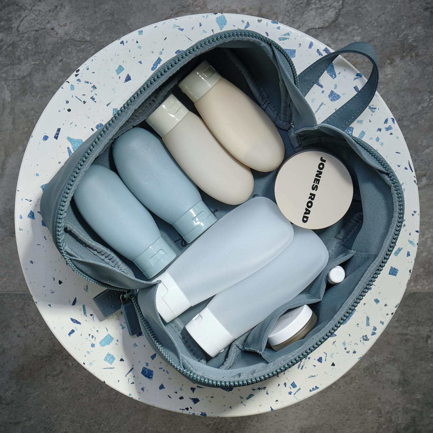 LINE+ARC Machine-Washable Neoprene Toiletry Bag (Sage) Modern Green Dopp Kit Soft Insulation for Cosmetics Makeup Travel Skincare Shaving Large Case Men Women Overnight Easy-to-Clean - Image 6