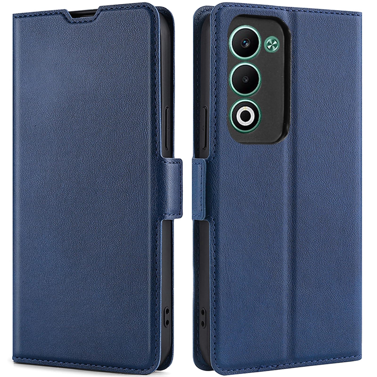 BonwFzin OPPO A5 5G Flip Case PU Leather Wallet Stand Navy Slim Magnetic