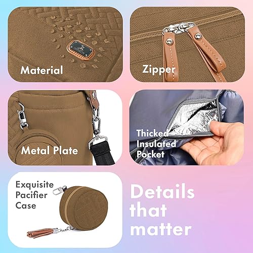 Miniatura 3 de Dikaslon Bolsa de pañales, bolsa de pañales de viaje grande para mamá y papá, bolsa de bebé multifunción para niños y niñas con funda para chupete y