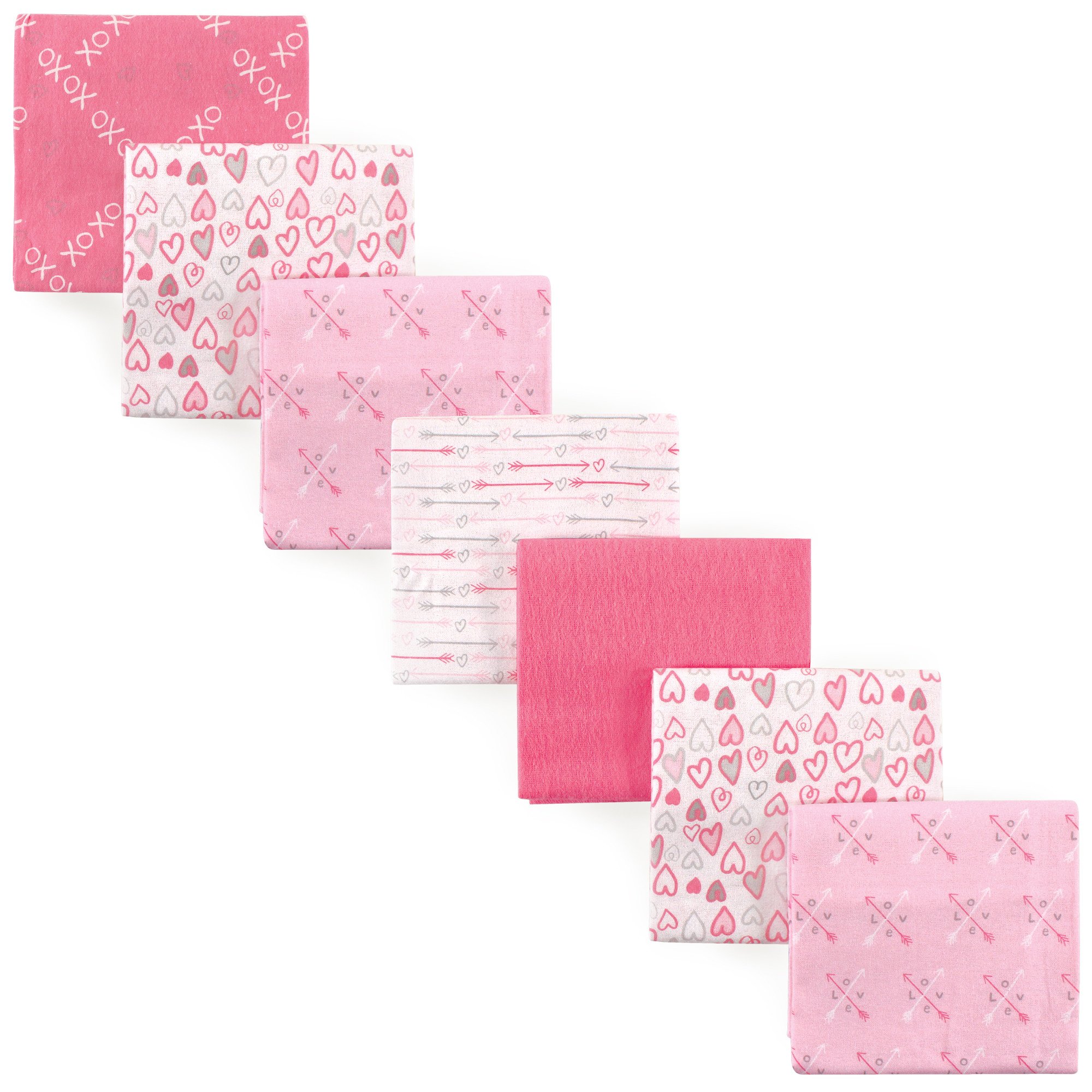 Luvable Friends Unisex Baby Cotton Flannel Receiving Blankets, Love 7-Pack, One Size